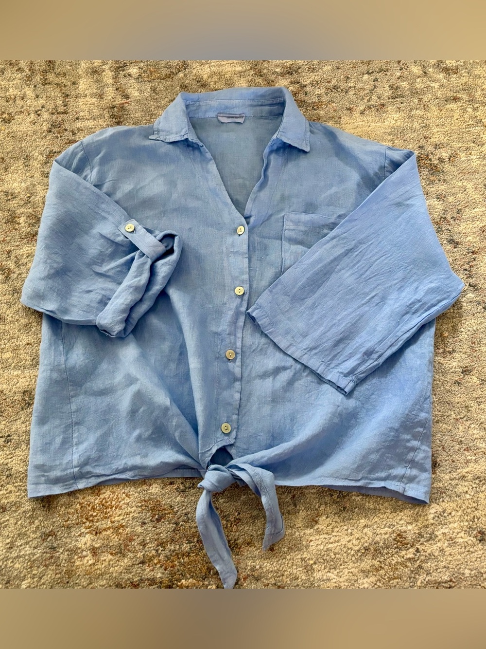 Chocolate Preppy 100% linen made in Italy blouse blue women’s